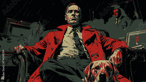 man on red sitting in an armchair