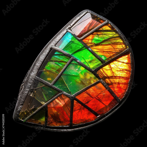 Ammolite ​gem ​on black dark background photo