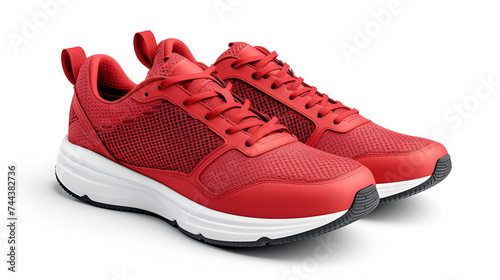 Red Running Sneakers Mockup PNG File of Isolated Cutout - Generative AI