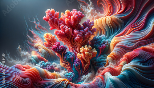 Vibrant and Surreal Close-up of aml with Abstract Psychic Waves photo