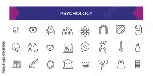 Set of Psychology and mental health icons. Thin linear style icons Pack.