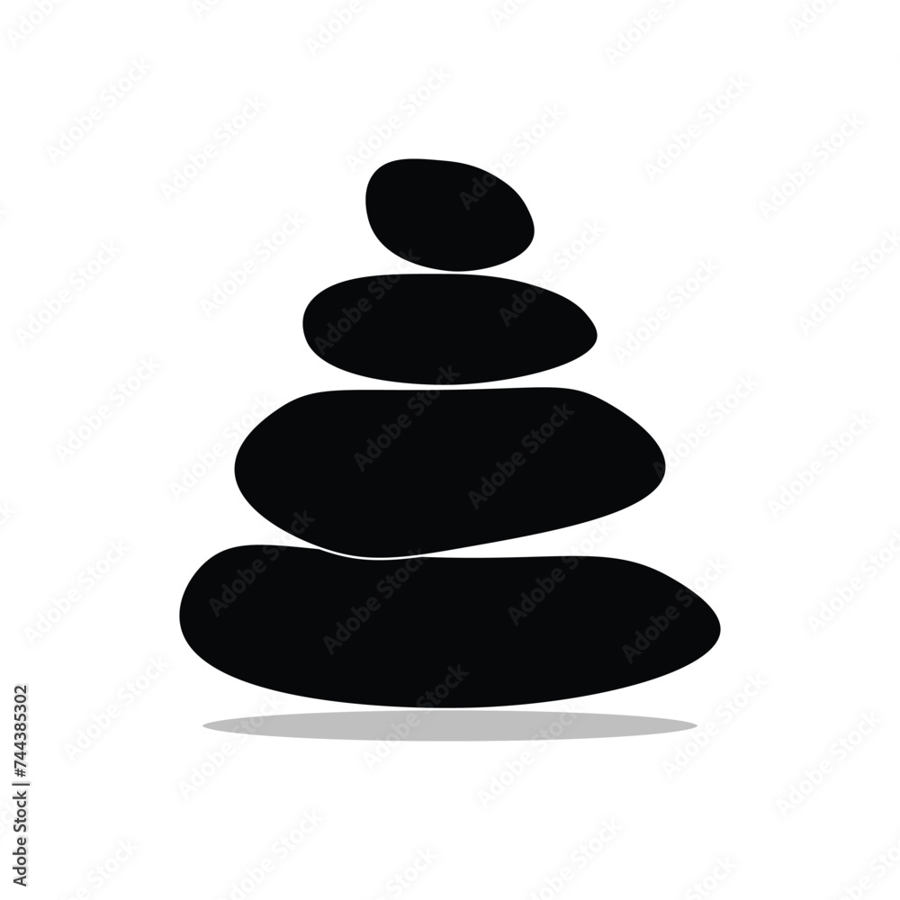 Stone balance. Icon . Logo of pebble, rocks and stones. Spa, yoga and massage logo. Black icon isolated design on white background. Stone balance. Icon . Logo of pebble, rocks and stones. Spa, yoga and massage logo. Black icon isolated design on white background.
