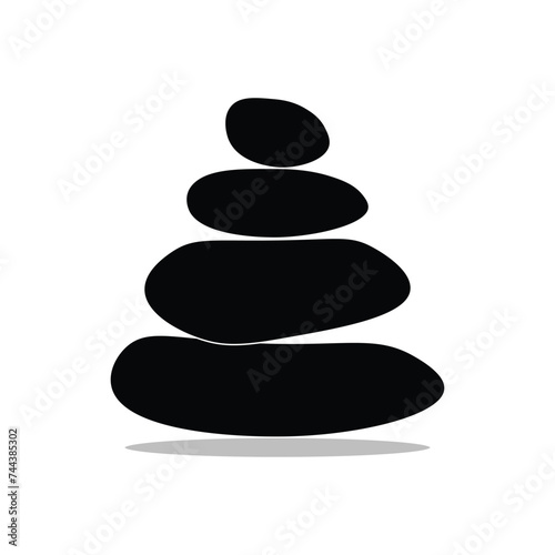 Stone balance. Icon . Logo of pebble  rocks and stones. Spa  yoga and massage logo. Black icon isolated design on white background. 