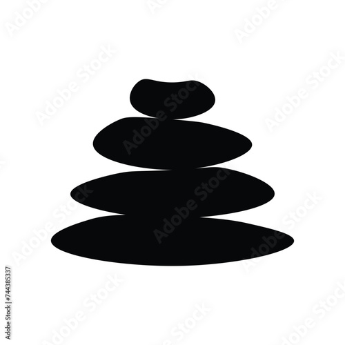 Stone balance. Icon . Logo of pebble, rocks and stones. Spa, yoga and massage logo. Black icon isolated design on white background. 
