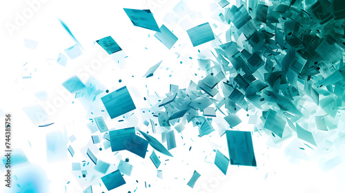 Fototapeta Naklejka Na Ścianę i Meble -  デジタル化された情報の嵐、書類が風に舞う抽象的なデザイン