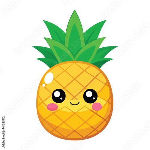 Vector of illustration cute cartoon Pineapple on white