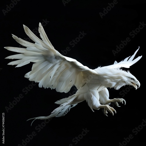 A white eagle isolated on black