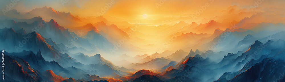 Sunset in the mountain.Majestic sunset in the mountains landscape. Mountains under mist in the morning Amazing nature scenery form Kerala God's own Country Tourism and travel concept image, Fresh.Ai - obrazy, fototapety, plakaty 