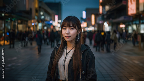 [Set A] Portrait of a asia woman in the night city 