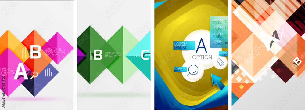 Set of square geometric poster backgrounds. Vector illustration For Wallpaper, Banner, Background, Card, Book Illustration, landing page Set of square geometric poster backgrounds. Vector illustration For Wallpaper, Banner, Background, Card, Book Illustration, landing page