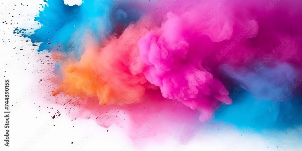 Explosion of colorful powder on white background. rainbow explosion explode burst isolated splatter abstract,Colorful rainbow holi powder splash, smoke or fog particles explosive special effect Explosion of colorful powder on white background. rainbow explosion explode burst isolated splatter abstract,Colorful rainbow holi powder splash, smoke or fog particles explosive special effect