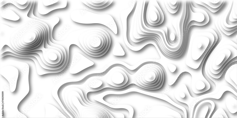 3D Papercut Stylized White topographic contour scheme and terrain. Topography grid map. Contour map background. Geographic line mountain relief. Abstract lines or wavy backdrop background. 3D Papercut Stylized White topographic contour scheme and terrain. Topography grid map. Contour map background. Geographic line mountain relief. Abstract lines or wavy backdrop background.