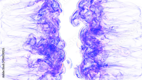 3d illustration. Tongues of lilac flame collide from opposite sides on a white background.