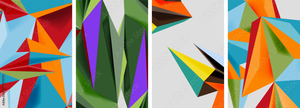 Set of mosaic triangle pattern abstract posters. Vector illustration For Wallpaper, Banner, Background, Card, Book Illustration, landing page Set of mosaic triangle pattern abstract posters. Vector illustration For Wallpaper, Banner, Background, Card, Book Illustration, landing page