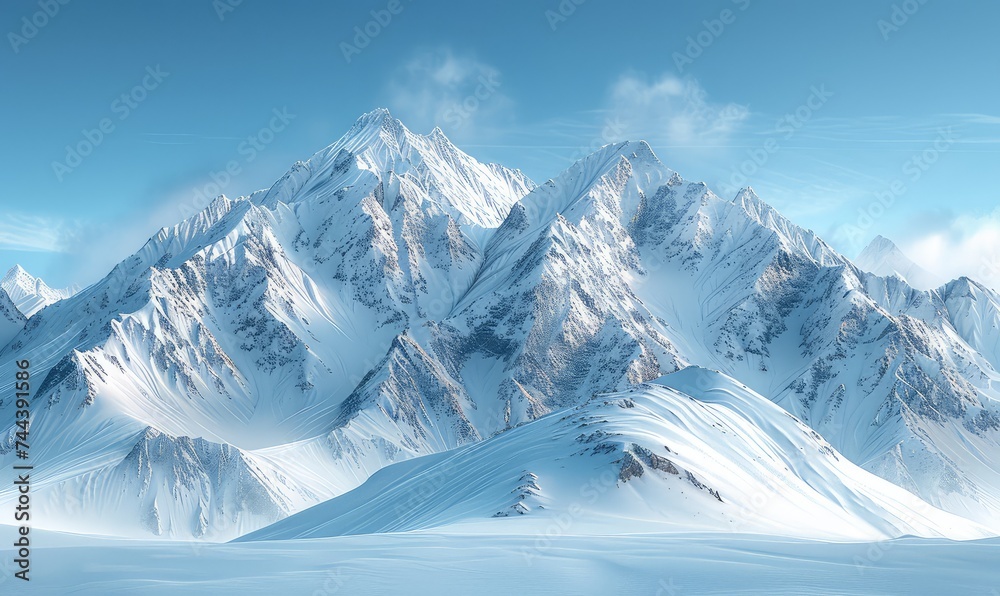Snowy Mountains Majestic Peaks in Midwinter Snowy Mountains Majestic Peaks in Midwinter