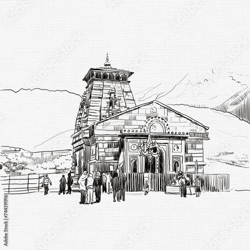 illustration of Kedarnath Mandir Hindu temple of Lord Shiva in Uttarakhand India for Kedarnath Yatra photo