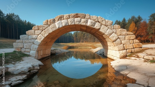 Medival stone bridge acrooss the stream photo