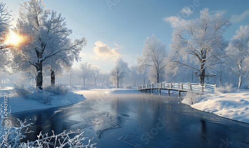 Winter Magical Landscape of Ice and Snow