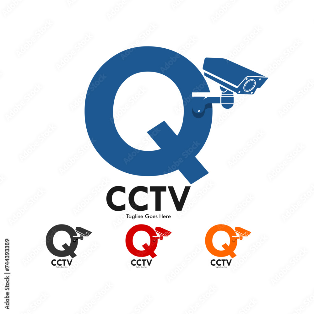 Letter q with cctv design logo template illustration. Letter q with cctv design logo template illustration.