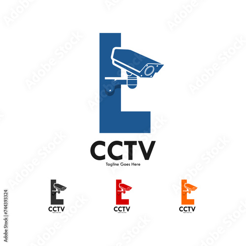 Letter l with cctv design logo template illustration.