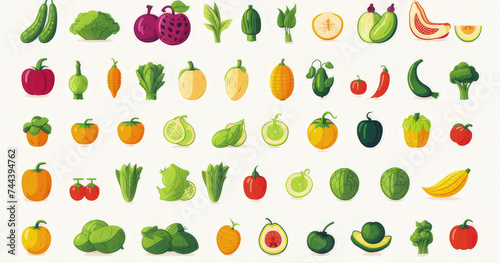 set of fruits and vegetables