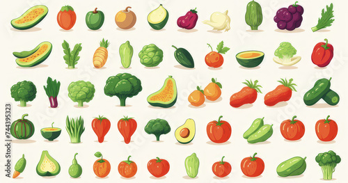 set of fruits and vegetables