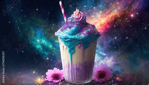 Cosmic Concoction: Nebula Milkshake Sparkle - 4K Desktop Wonderland"