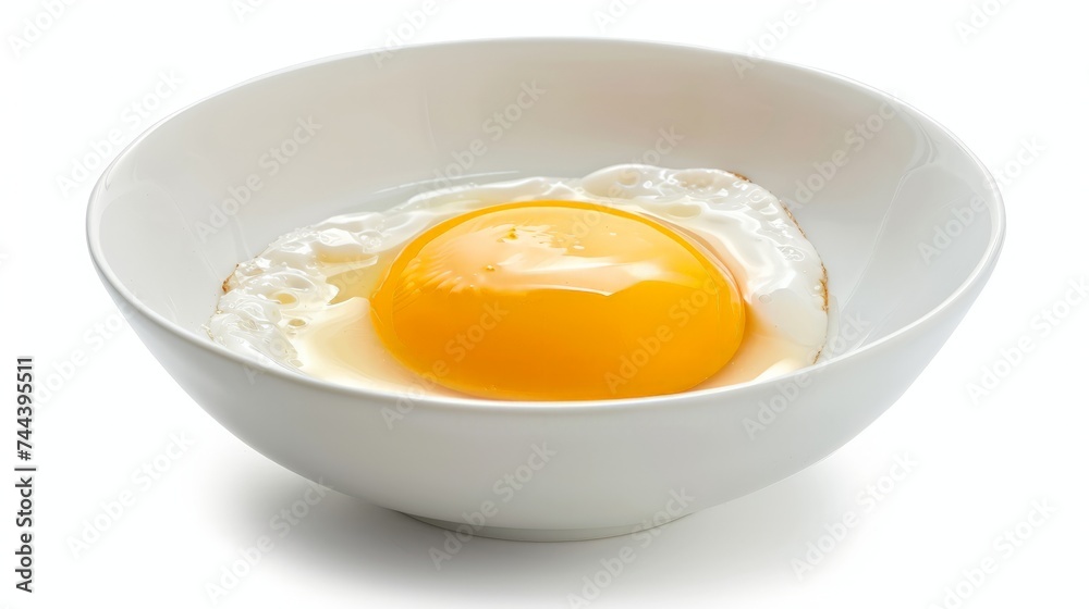 Egg yolk and white in a bowl isolated on white Egg yolk and white in a bowl isolated on white