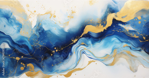navy blue Gold abstract wave line arts background vector. Luxury wall paper design for prints, wall arts and home decoration, cover and packaging design