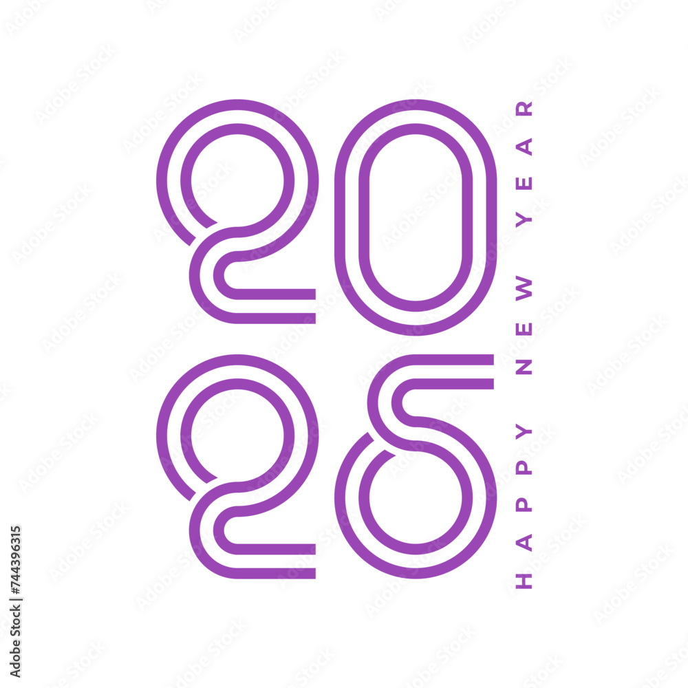 Obraz premium Design the logo text Happy New Year 2025. Cover the business diary for 2025 with a wish. Brochure, card, banner design template. Vector illustration.