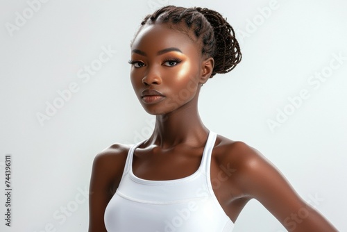 African American beauty model. Background with selective focus and copy space