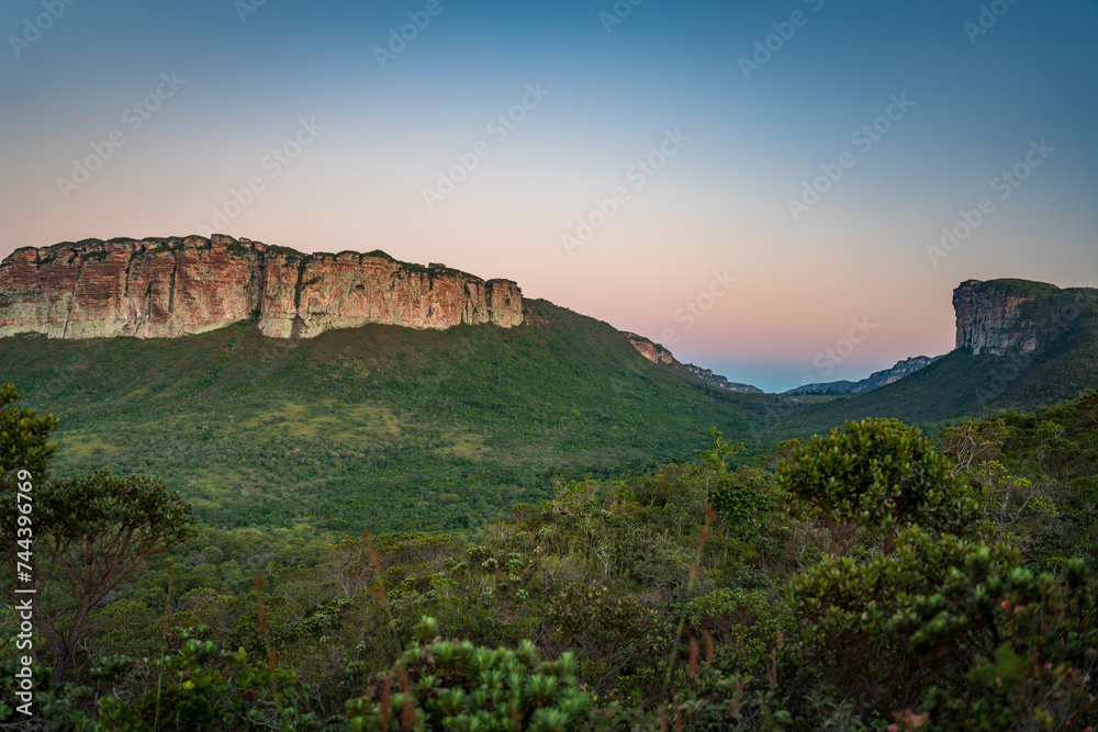 Panoramic View of Majestic Cliffs during Sunset Hours