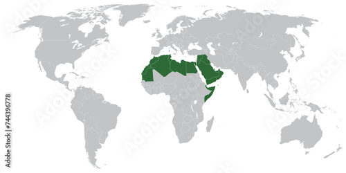 Fototapeta Naklejka Na Ścianę i Meble -  Arab world states on map of the world