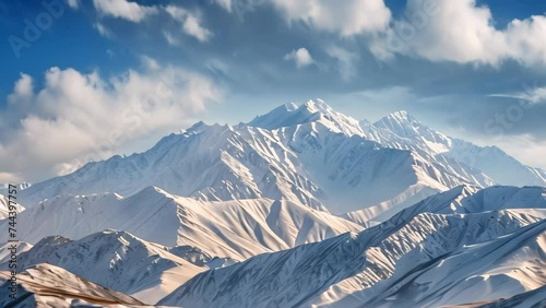 pemandangan indah pegunungan berselimut salju di langit. 4k video photo
