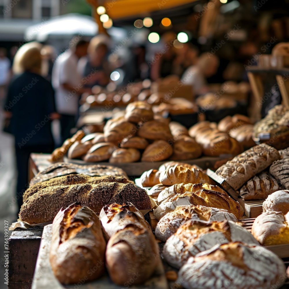 a bunch of breads that are on a table