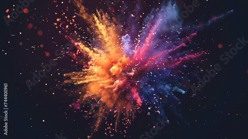 Excited firework exploding into a burst of colorful sparks.