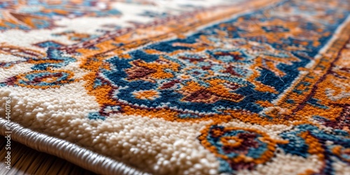 Oriental Carpet Close-up - Vibrant and Colorful Ornaments with Intricate Patterns and Lively Hues, Creating a Captivating Visual Feast for Any Room's Ambiance