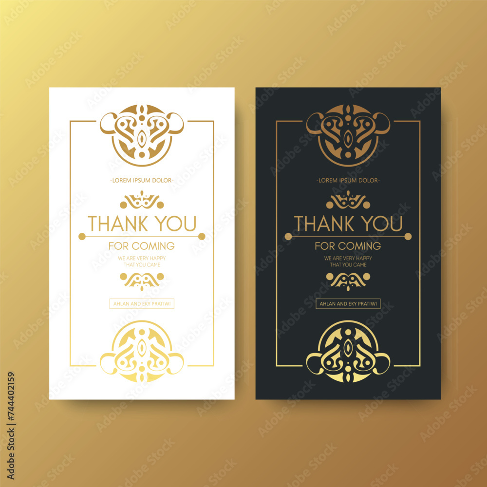 classic gold thank you wedding card