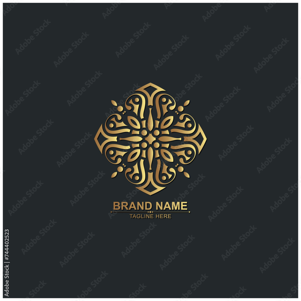 luxury ornament logo line art