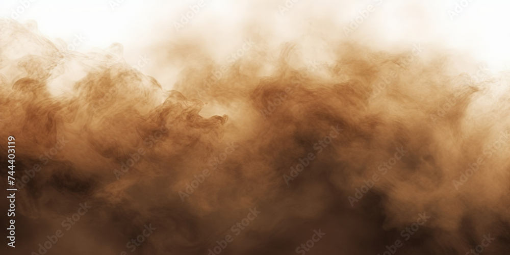 brown smoke cloud on white, brown splash painting on white background, brown powder dust paint brown explosion explode burst isolated splatter abstract.brown smoke or fog particles explosive  - obrazy, fototapety, plakaty 