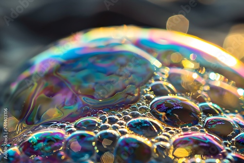 a close up of soap bubbles on a surface