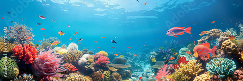  underwater coral area with fish swimming around it  underwater blue sea
