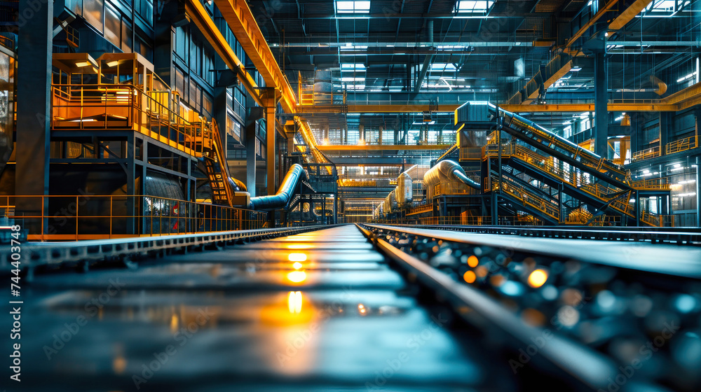 Fototapeta premium Garbage Processing Plant With Conveyor Belts