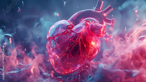 Romance Valentine's Day Illustration of a Heart 3D Render Generative Ai