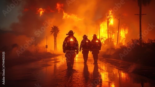 Firefighters extinguish the fire. Firefighters extinguish the fire.