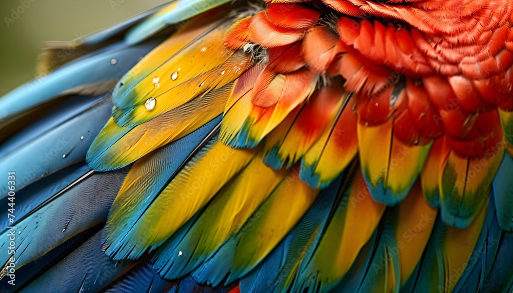 Obraz premium a close up of a colorful bird's feathers