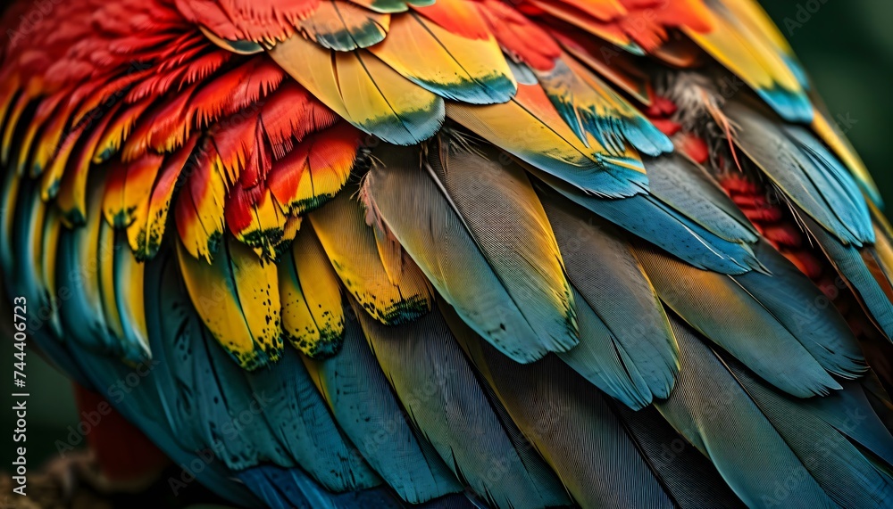 Fototapeta premium a close up of a colorful bird's feathers