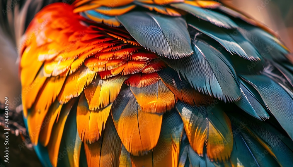 Fototapeta premium a close up of a colorful bird's feathers