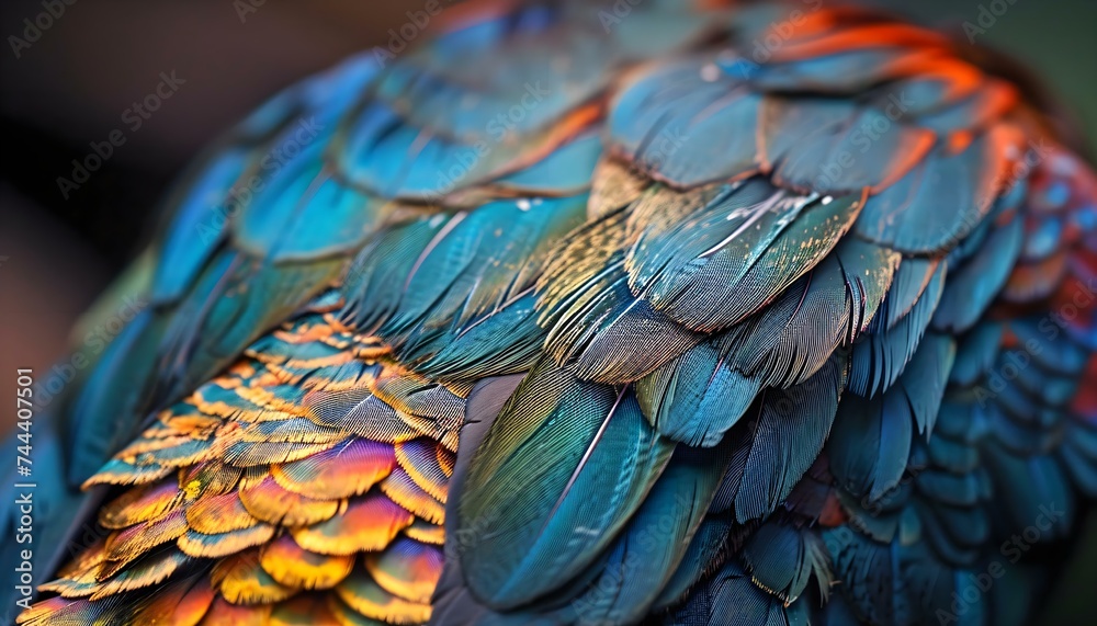 Obraz premium a close up of a colorful bird's feathers