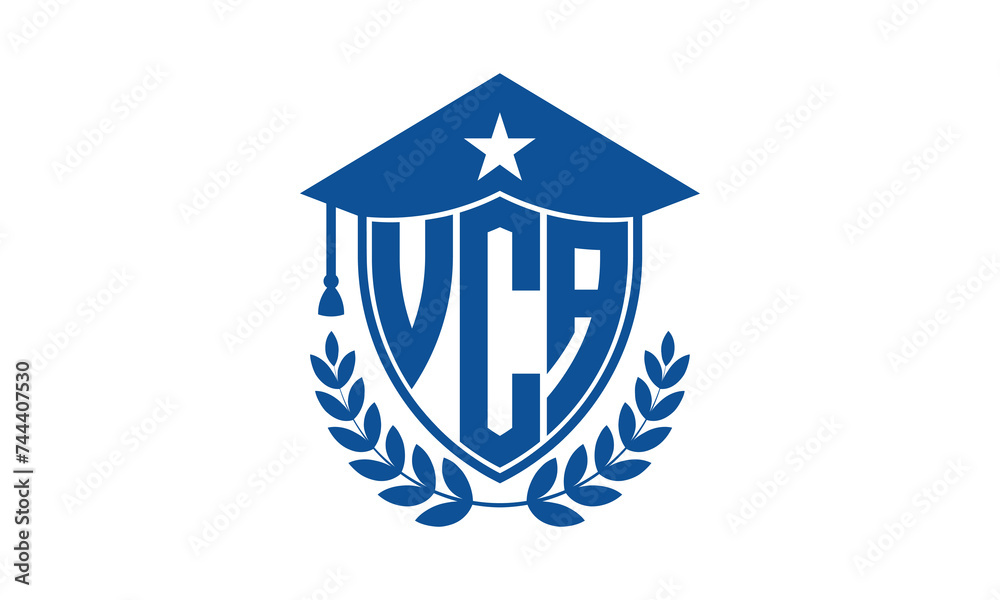 VCA three letter iconic academic logo design vector template. monogram, abstract, school, college, university, graduation cap symbol logo, shield, model, institute, educational, coaching canter, tech VCA three letter iconic academic logo design vector template. monogram, abstract, school, college, university, graduation cap symbol logo, shield, model, institute, educational, coaching canter, tech